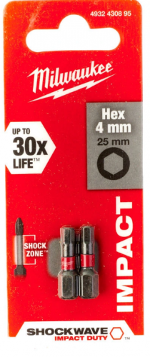 насадка milwaukee shockwave hex4 25мм (2шт), купить metabo, купить husqvarna, купить bosch, купить makita, купить hitachi, купить hikoki, купить oregon, купить stihl