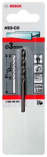 1 hss-co сверло 3мм, купить metabo, купить husqvarna, купить bosch, купить makita, купить hitachi, купить hikoki, купить oregon, купить stihl