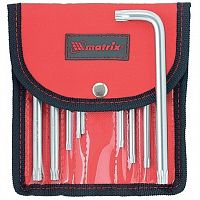 набор ключей имбусовых torx, 9 шт: t10-t50,  crv, короткие, сатин.// matrix, купить metabo, купить husqvarna, купить bosch, купить makita, купить hitachi, купить hikoki, купить oregon, купить stihl