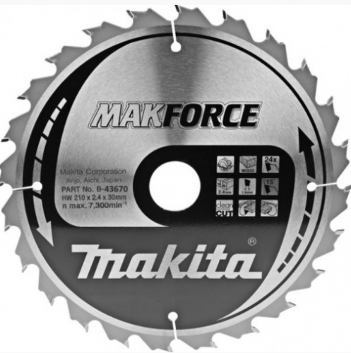 Пильный диск для дерева MAKFORCE, 210x30x1.6x24T — купить в интернет-магазине amurinstrument.ru с доставкой по Хабаровску | Каталог с характеристиками и ценами пильный диск для дерева makforce, 210x30x1.6x24t, купить metabo, купить husqvarna, купить bosch, купить makita, купить hitachi, купить hikoki, купить oregon, купить stihl