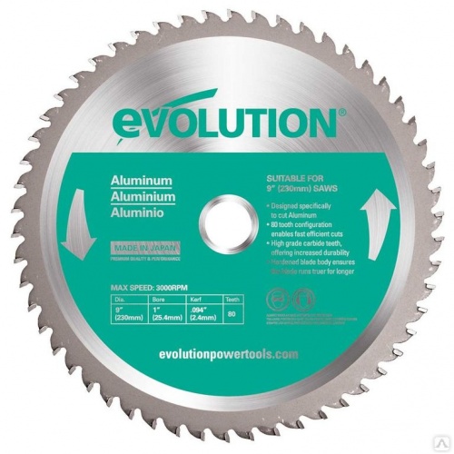 диск evolution 230х25.4х2,4х80 по алюминию, купить metabo, купить husqvarna, купить bosch, купить makita, купить hitachi, купить hikoki, купить oregon, купить stihl