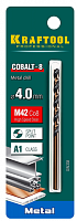 сверло по металлу kraftool cobalt 4.0 х75мм, hss-co(8%) , сталь м42(s2-10-1-8), купить metabo, купить husqvarna, купить bosch, купить makita, купить hitachi, купить hikoki, купить oregon, купить stihl