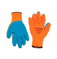 утеплённые перчатки зубр урал, акрил, рельефное латексное покрытие, сигнальный цвет, размер l-xl, купить metabo, купить husqvarna, купить bosch, купить makita, купить hitachi, купить hikoki, купить oregon, купить stihl