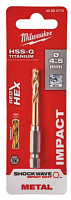 сверло по металлу milwaukee redhex hss-g tin 4.5мм (1шт), купить metabo, купить husqvarna, купить bosch, купить makita, купить hitachi, купить hikoki, купить oregon, купить stihl
