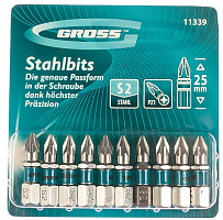 набор бит pz1х25, сталь s2, 10 шт.// gross, купить metabo, купить husqvarna, купить bosch, купить makita, купить hitachi, купить hikoki, купить oregon, купить stihl