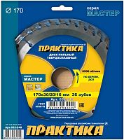 диск пильный по дереву дсп практика 170 х 30\20\16 мм, 36 зубов, купить metabo, купить husqvarna, купить bosch, купить makita, купить hitachi, купить hikoki, купить oregon, купить stihl