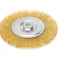 щетка для ушм, 150 мм, м14, плоская, латунированная витая проволока// matrix, купить metabo, купить husqvarna, купить bosch, купить makita, купить hitachi, купить hikoki, купить oregon, купить stihl